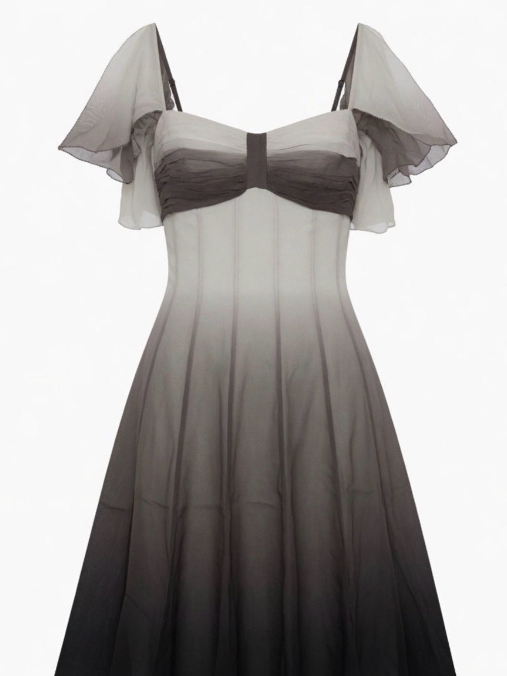 Karen Millen Black-to-Gray Ombre A-Line Midi Dress